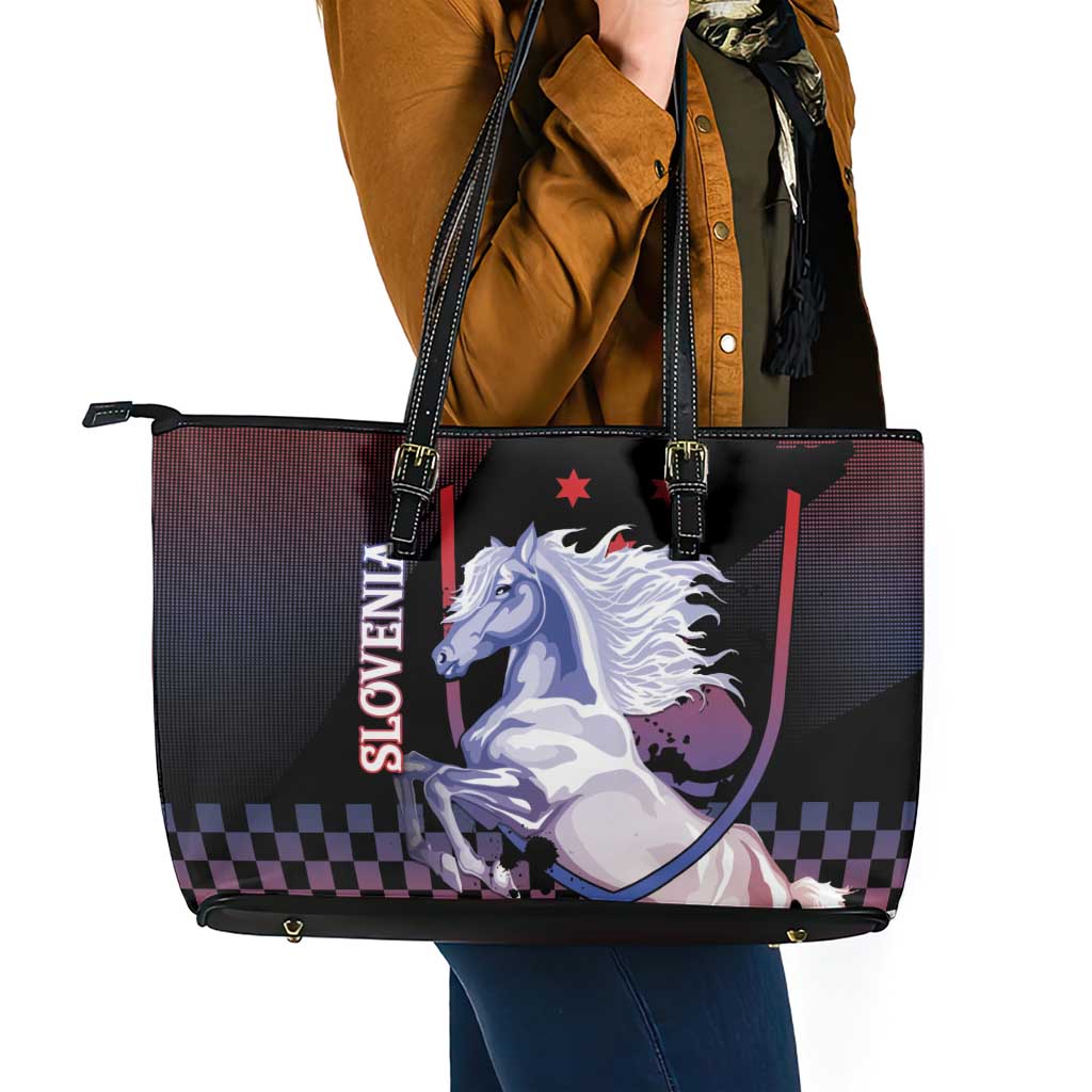Slovenia Leather Tote Bag The Lipizzaner Horse - Wonder Print Shop