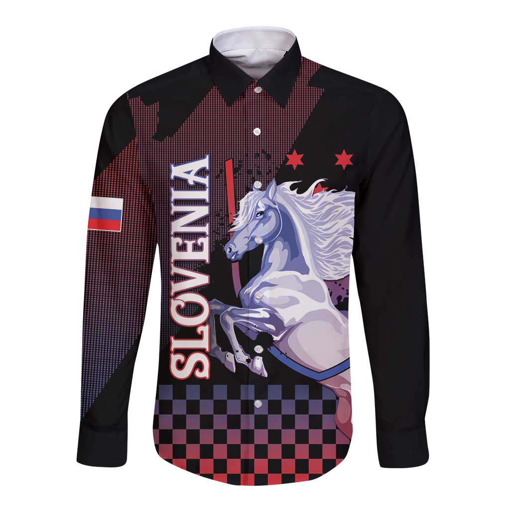 Personalized Slovenia Long Sleeve Button Shirt The Lipizzaner Horse - Wonder Print Shop