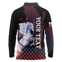 Personalized Slovenia Long Sleeve Polo Shirt The Lipizzaner Horse - Wonder Print Shop