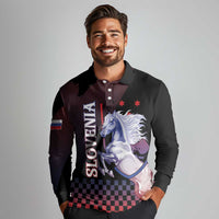 Personalized Slovenia Long Sleeve Polo Shirt The Lipizzaner Horse - Wonder Print Shop