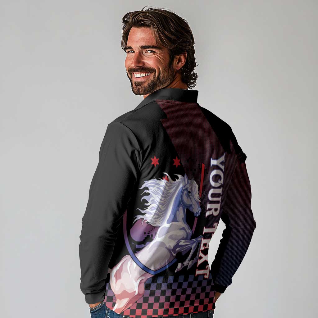 Personalized Slovenia Long Sleeve Polo Shirt The Lipizzaner Horse - Wonder Print Shop