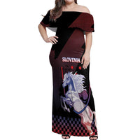 Personalized Slovenia Off Shoulder Maxi Dress The Lipizzaner Horse - Wonder Print Shop
