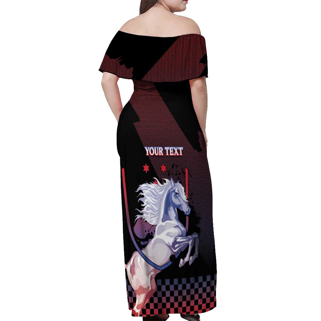 Personalized Slovenia Off Shoulder Maxi Dress The Lipizzaner Horse - Wonder Print Shop