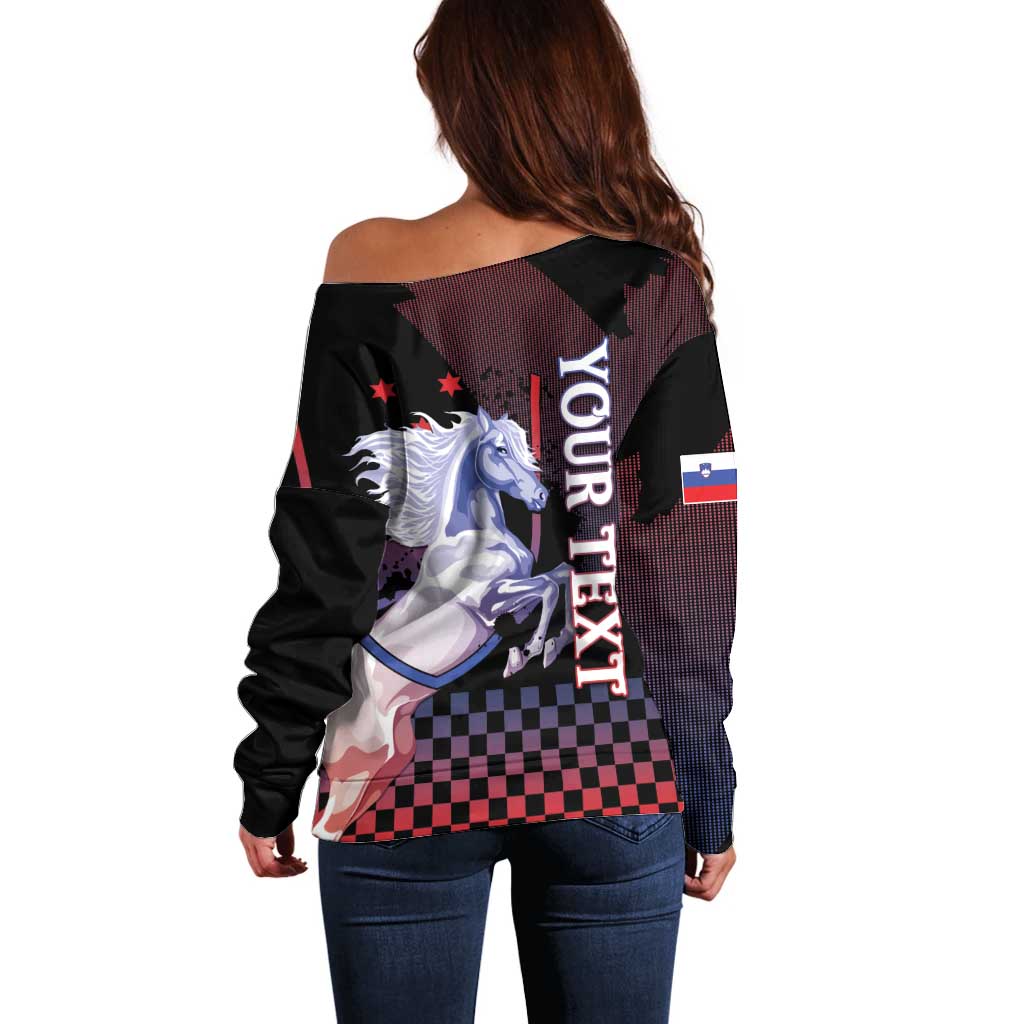 Personalized Slovenia Off Shoulder Sweater The Lipizzaner Horse - Wonder Print Shop