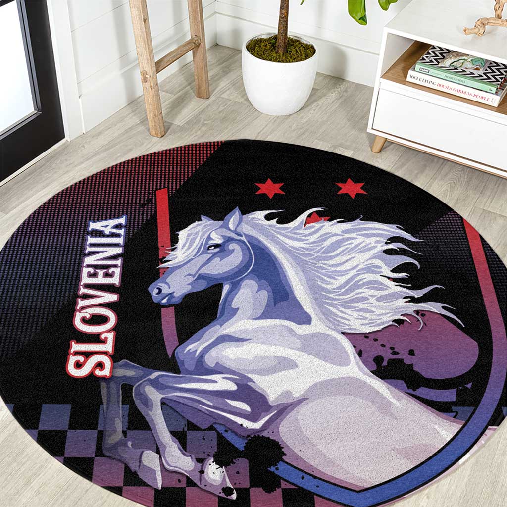 Slovenia Round Carpet The Lipizzaner Horse - Wonder Print Shop
