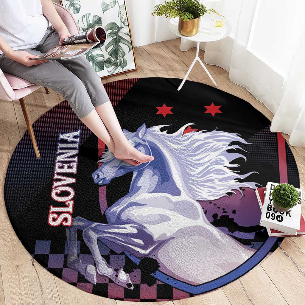 Slovenia Round Carpet The Lipizzaner Horse - Wonder Print Shop
