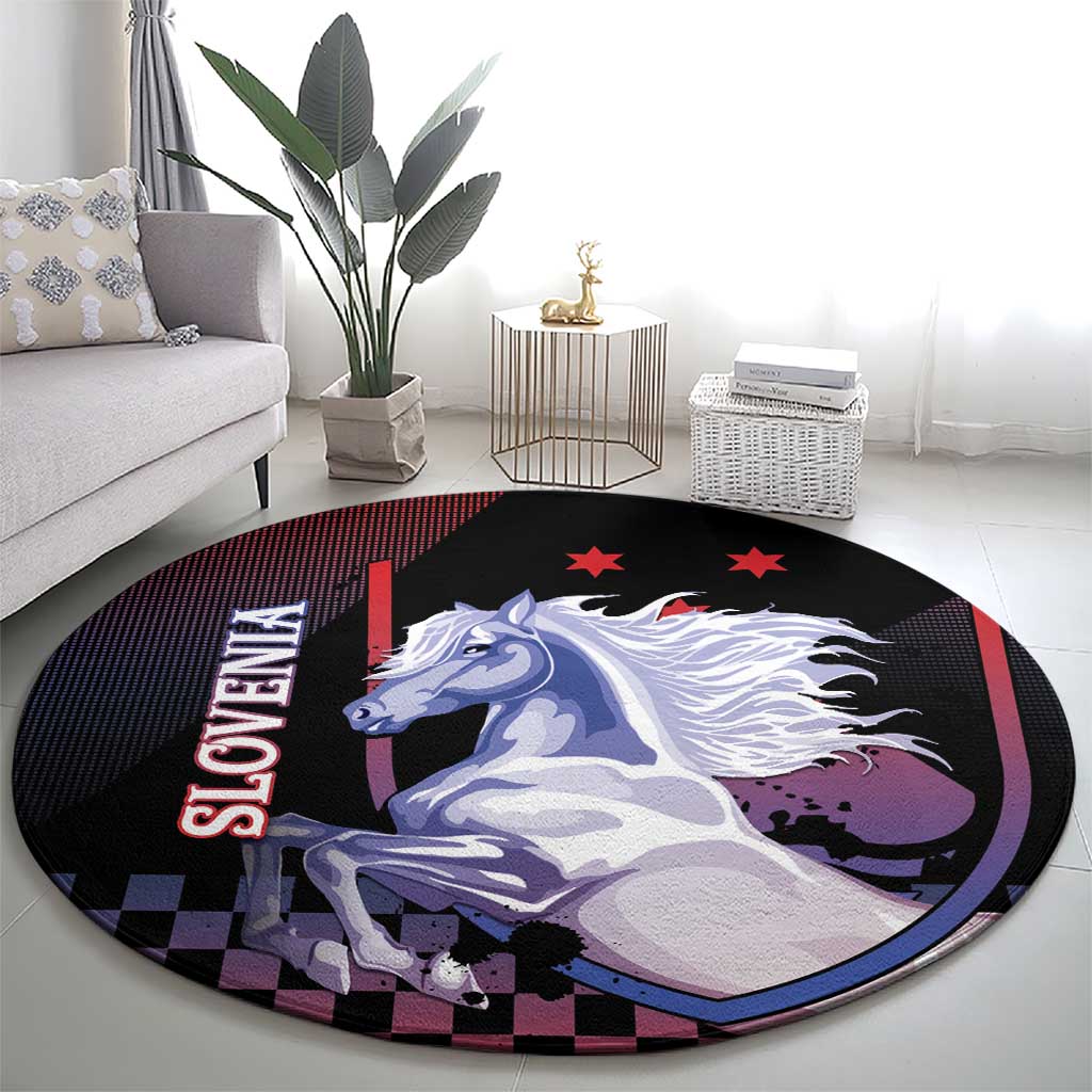 Slovenia Round Carpet The Lipizzaner Horse - Wonder Print Shop