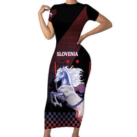 Personalized Slovenia Short Sleeve Bodycon Dress The Lipizzaner Horse - Wonder Print Shop