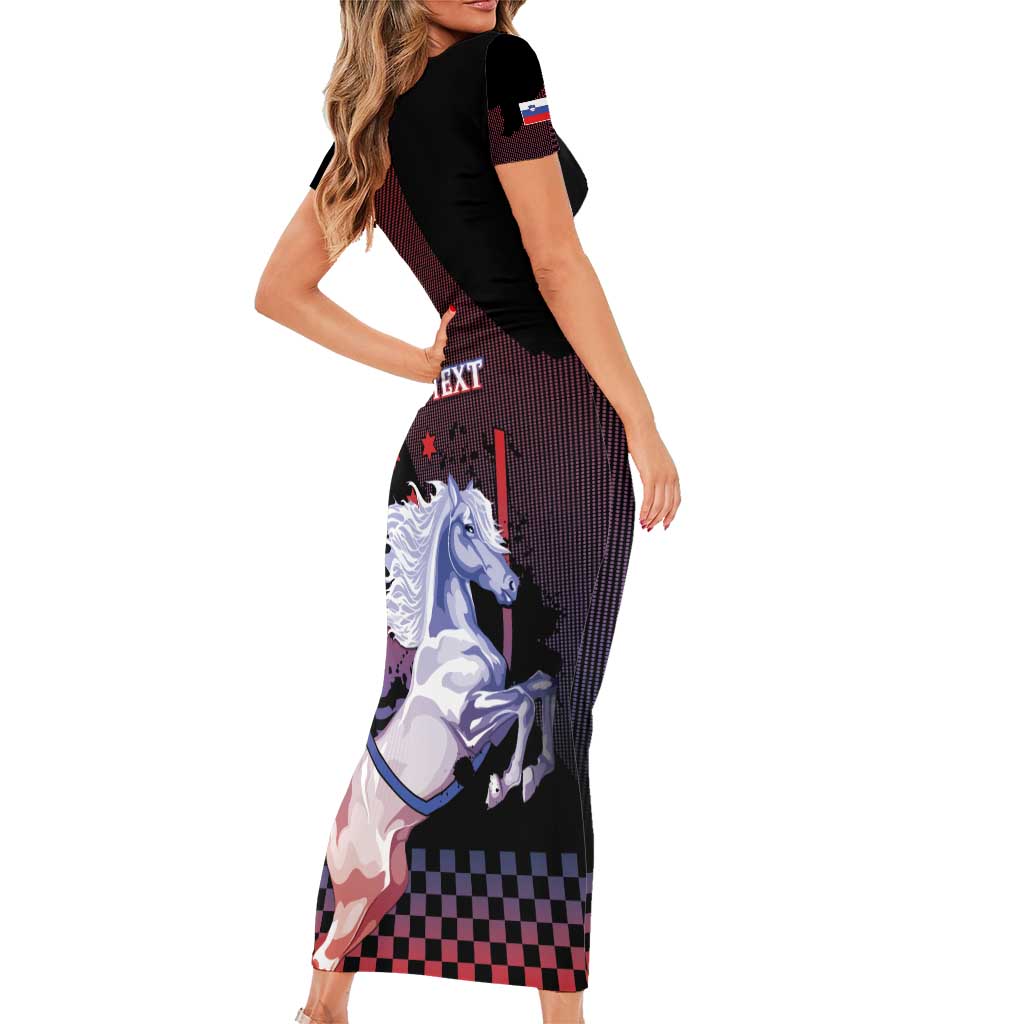 Personalized Slovenia Short Sleeve Bodycon Dress The Lipizzaner Horse - Wonder Print Shop