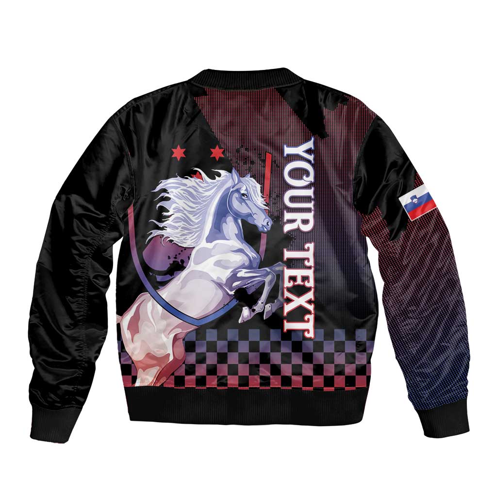 Personalized Slovenia Sleeve Zip Bomber Jacket The Lipizzaner Horse - Wonder Print Shop