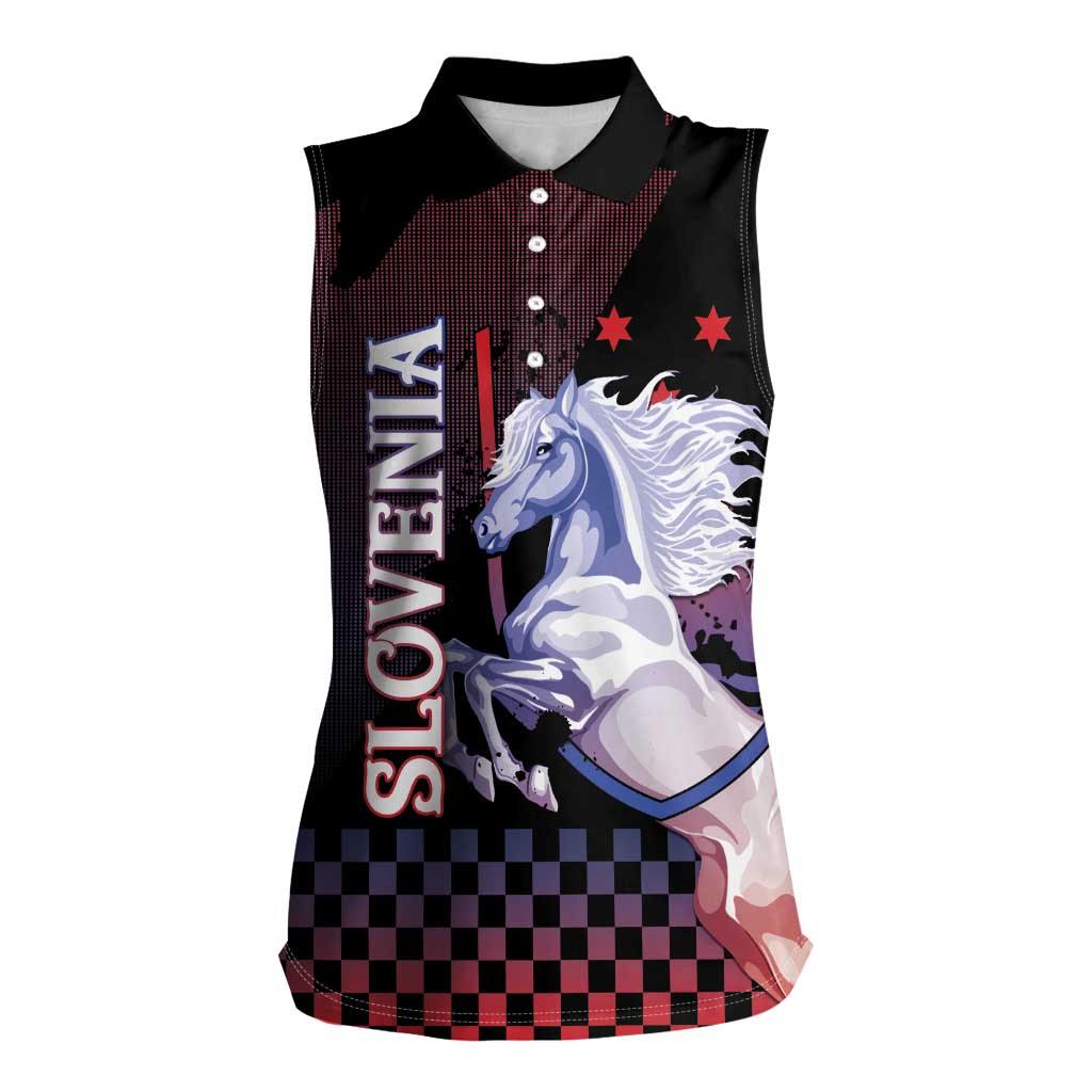 Personalized Slovenia Women Sleeveless Polo Shirt The Lipizzaner Horse - Wonder Print Shop
