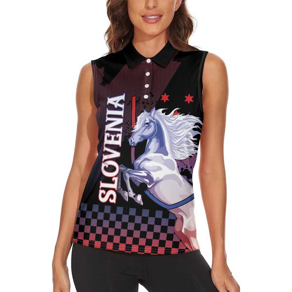 Personalized Slovenia Women Sleeveless Polo Shirt The Lipizzaner Horse - Wonder Print Shop