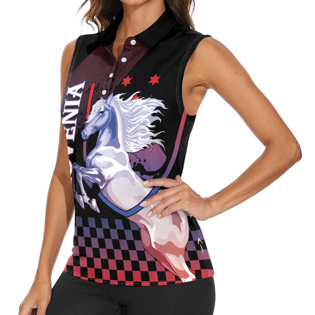 Personalized Slovenia Women Sleeveless Polo Shirt The Lipizzaner Horse - Wonder Print Shop