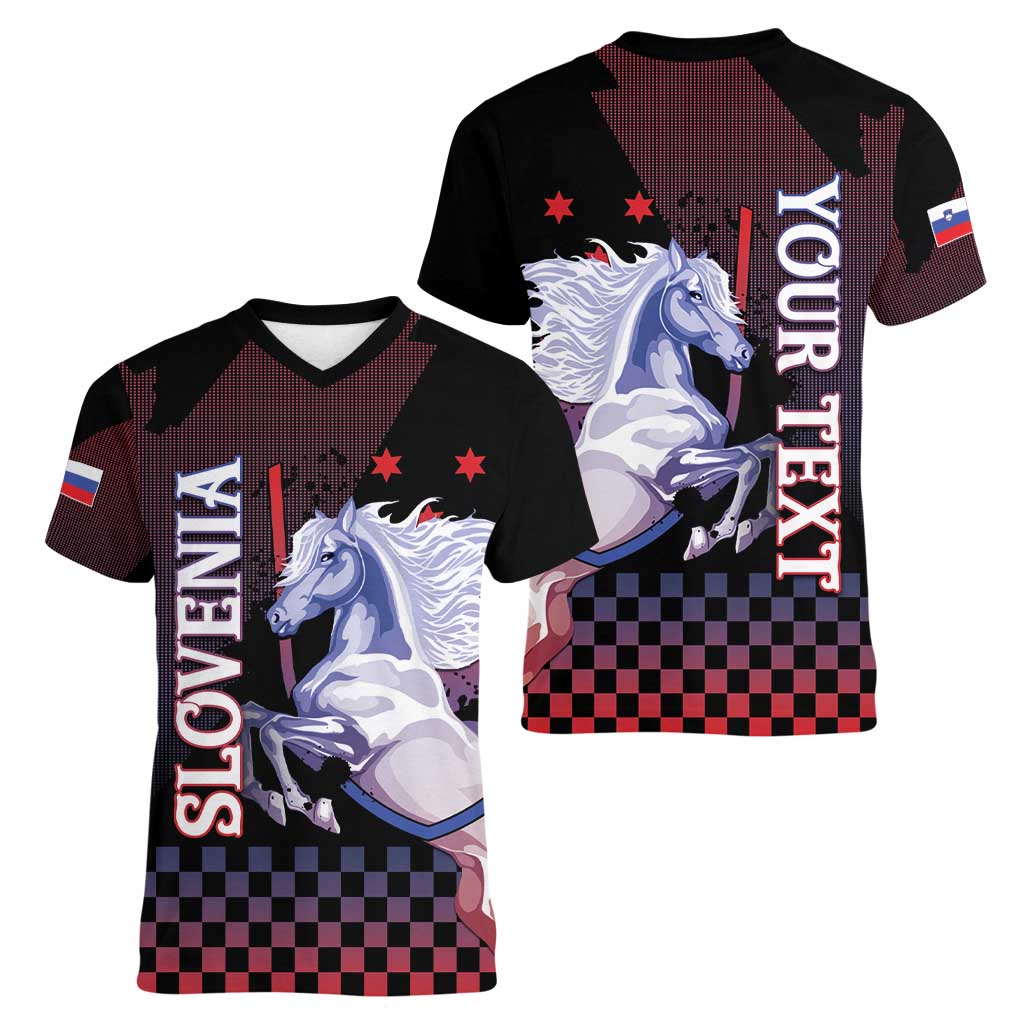 Personalized Slovenia Women V-Neck T-Shirt The Lipizzaner Horse - Wonder Print Shop