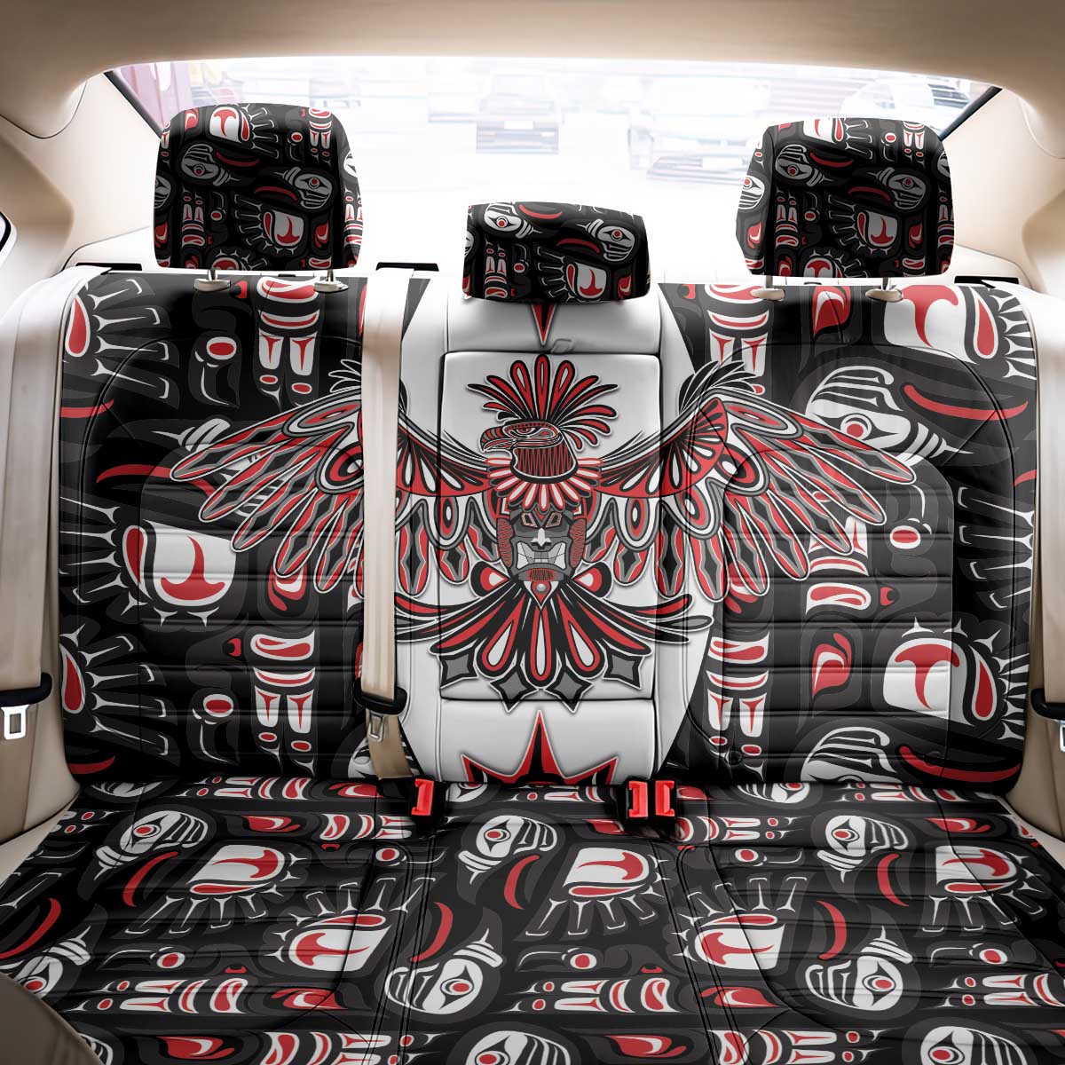 Canada Haida Back Car Seat Cover Thunderbird Northwest Coast Indigenous - Wonder Print Shop