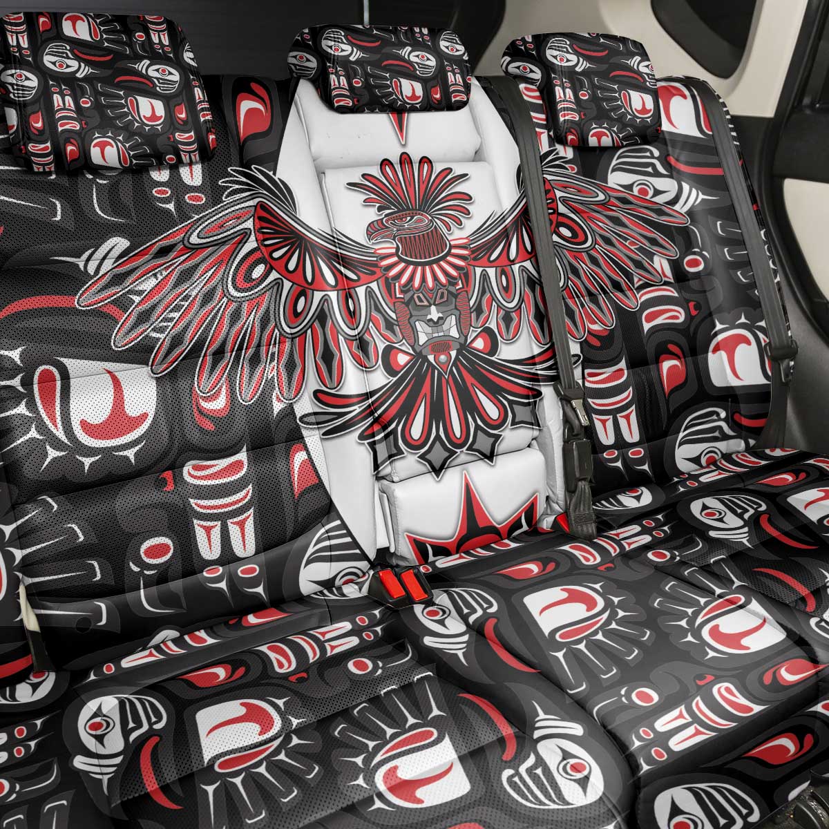 Canada Haida Back Car Seat Cover Thunderbird Northwest Coast Indigenous - Wonder Print Shop