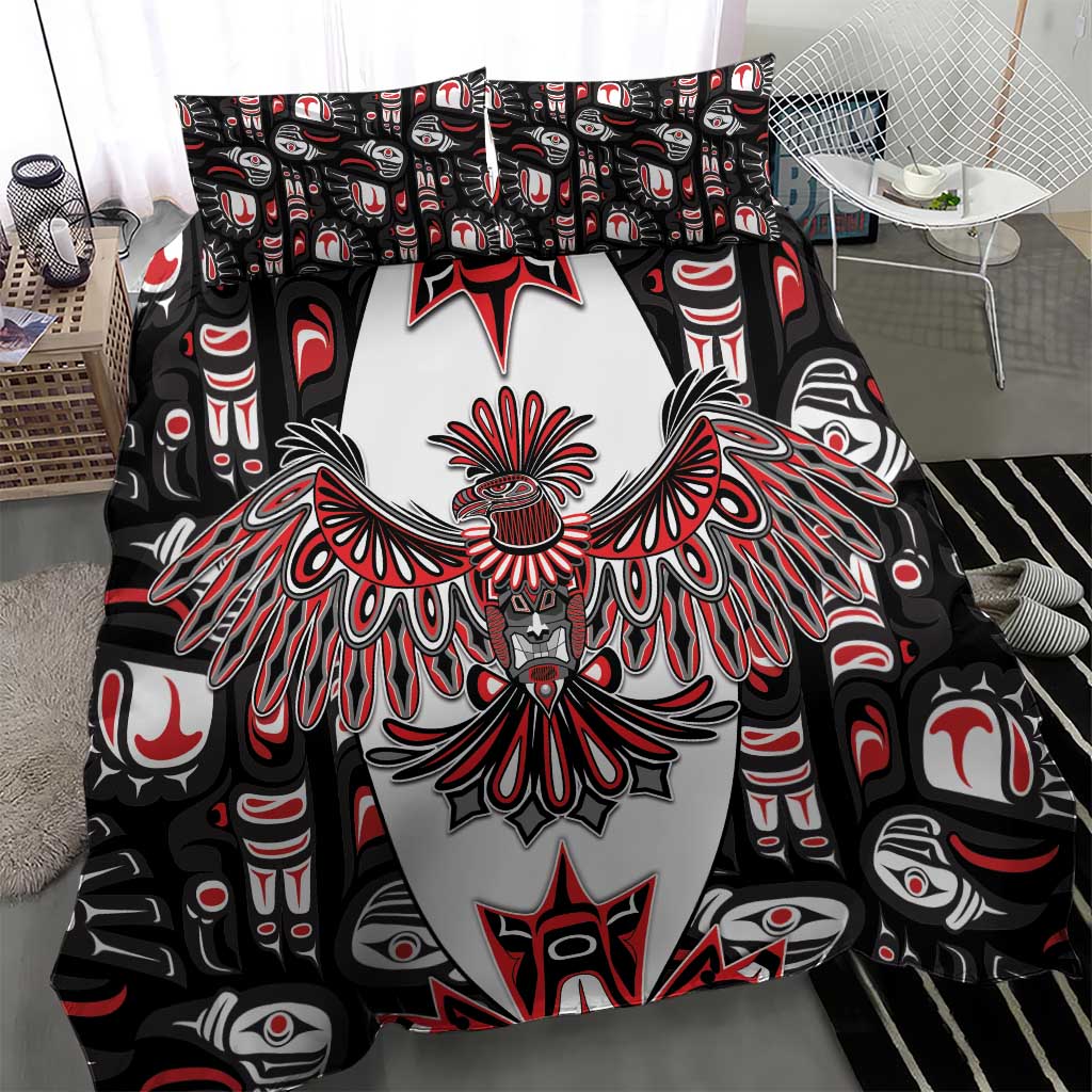 Canada Haida Bedding Set Thunderbird Northwest Coast Indigenous - Wonder Print Shop