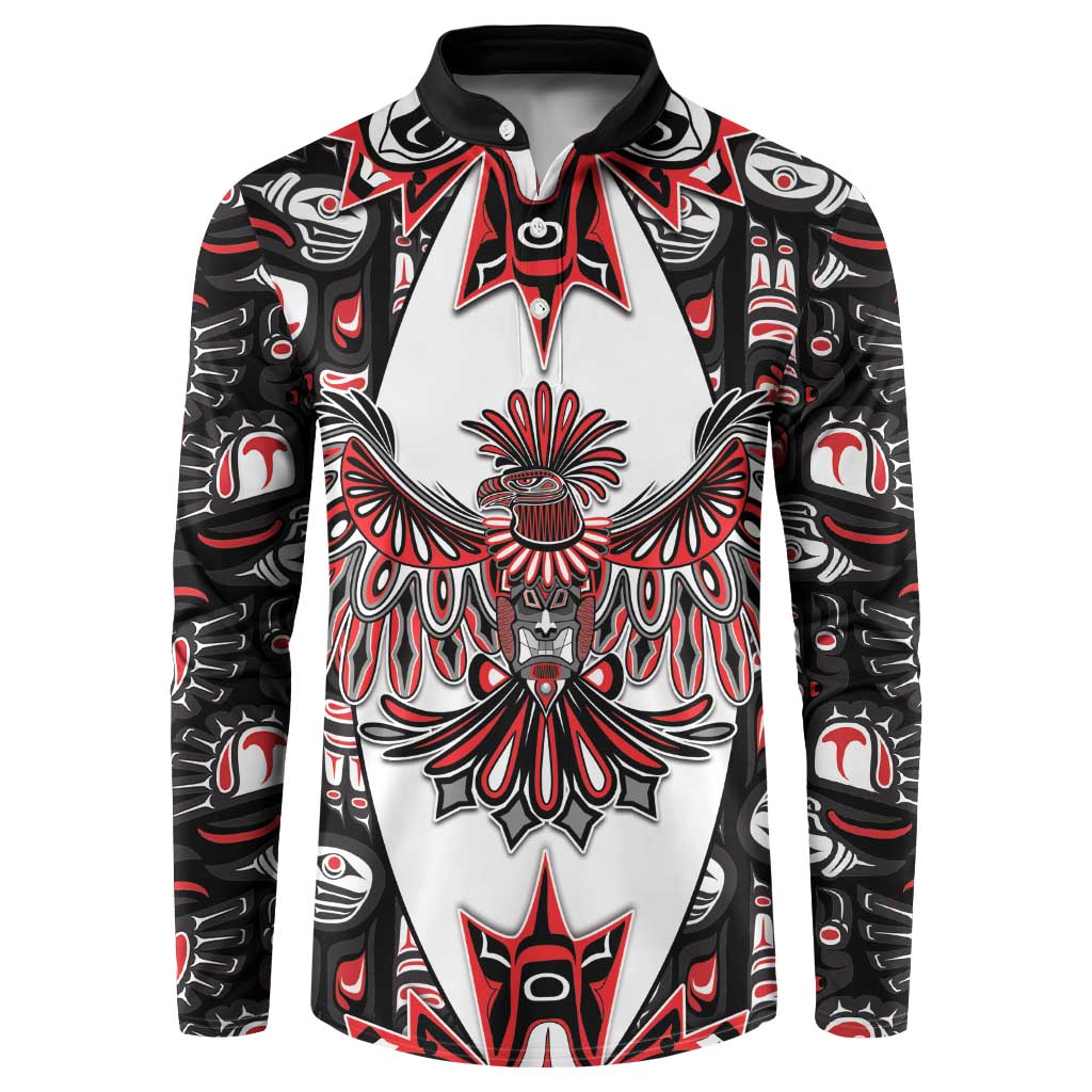 Canada Haida Button Sweatshirt Thunderbird Northwest Coast Indigenous - Wonder Print Shop