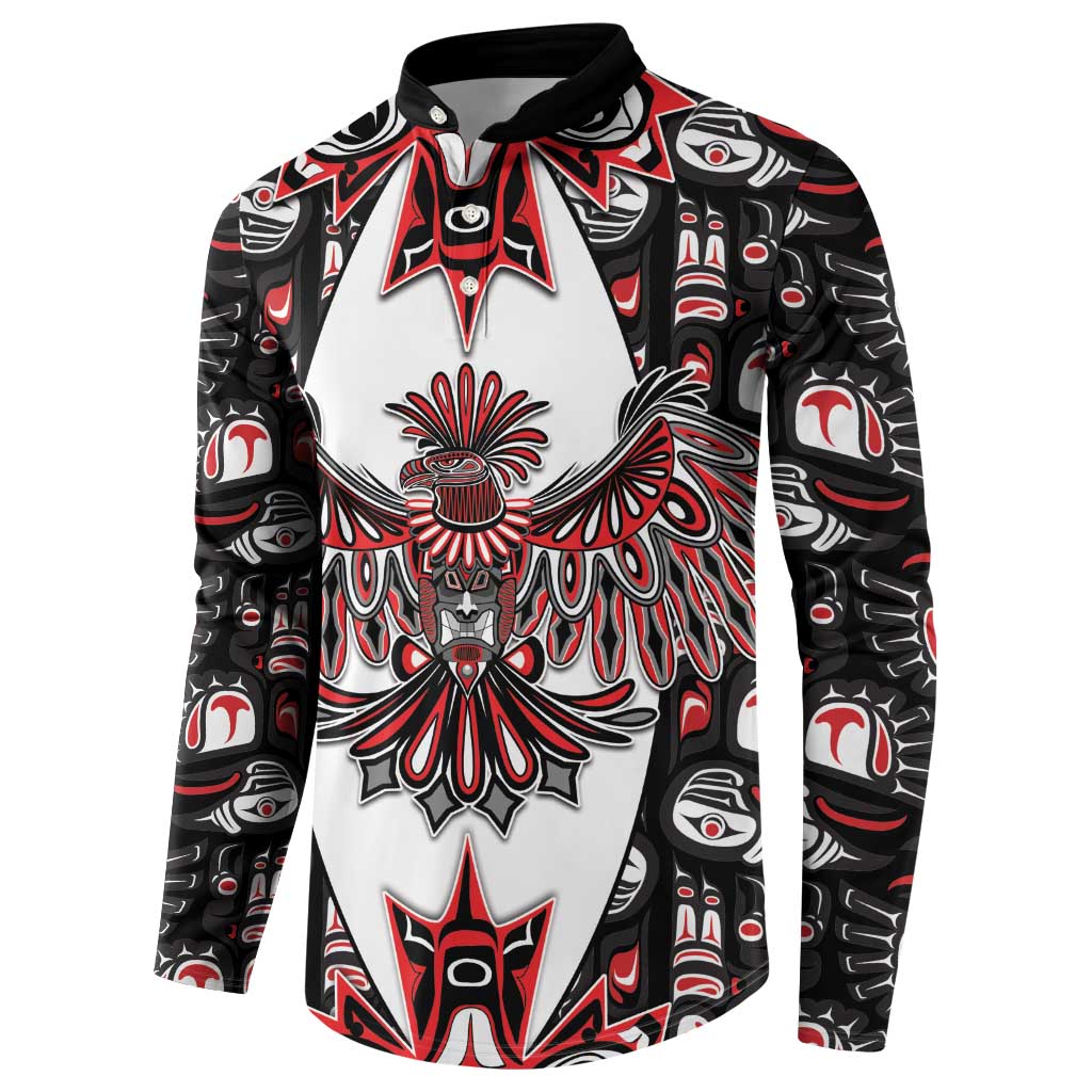 Canada Haida Button Sweatshirt Thunderbird Northwest Coast Indigenous - Wonder Print Shop
