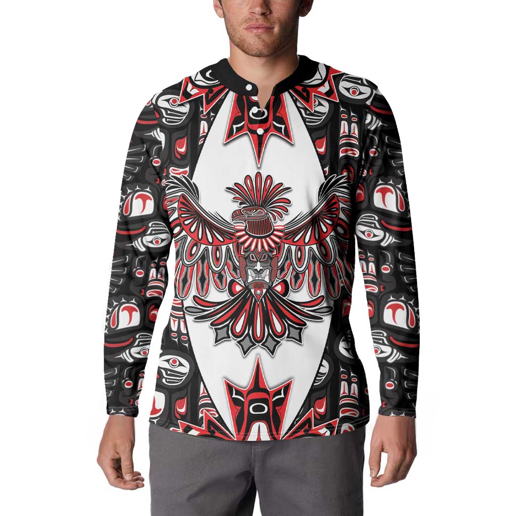Canada Haida Button Sweatshirt Thunderbird Northwest Coast Indigenous - Wonder Print Shop