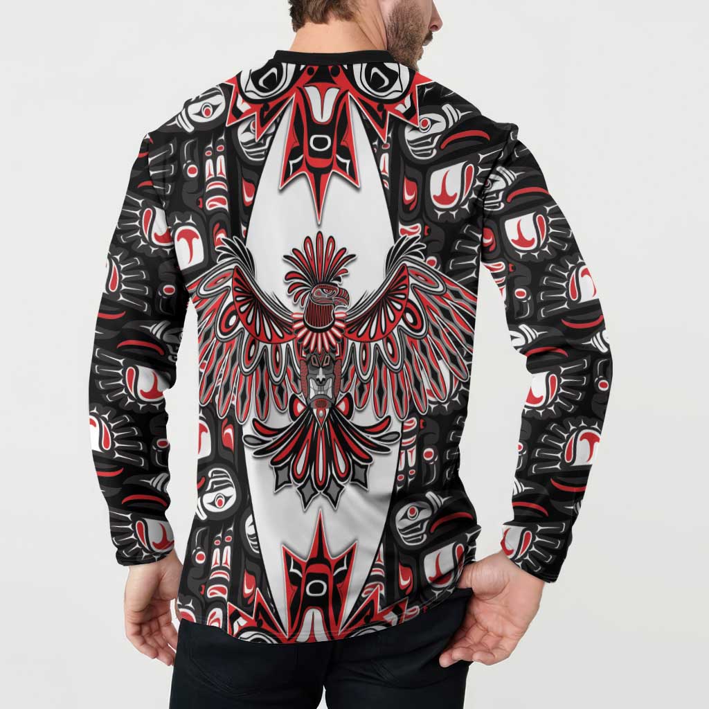 Canada Haida Button Sweatshirt Thunderbird Northwest Coast Indigenous - Wonder Print Shop