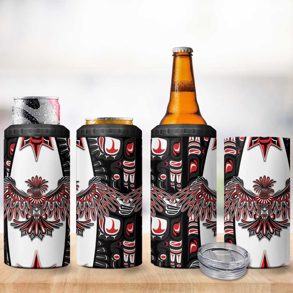 Canada Haida 4 in 1 Can Cooler Tumbler Thunderbird Northwest Coast Indigenous - Wonder Print Shop