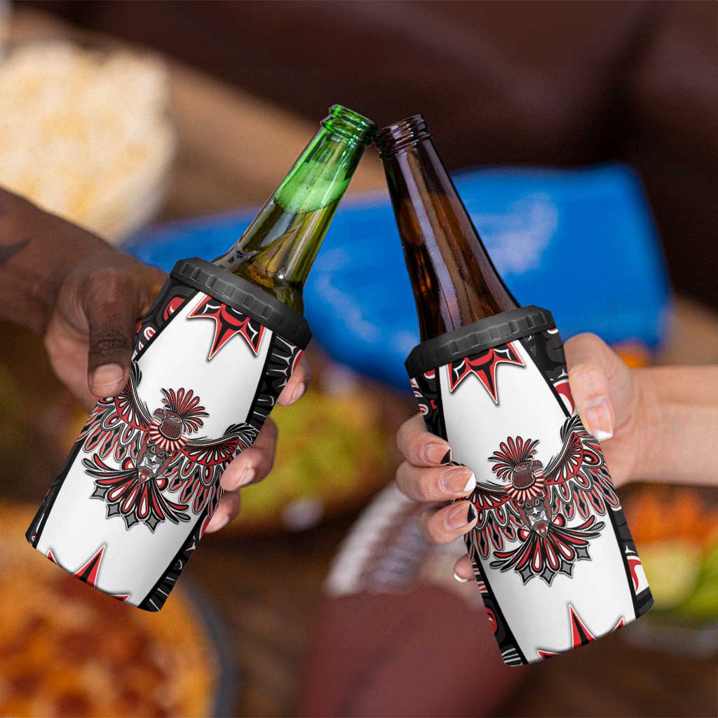 Canada Haida 4 in 1 Can Cooler Tumbler Thunderbird Northwest Coast Indigenous - Wonder Print Shop