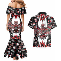 Canada Haida Couples Matching Mermaid Dress and Hawaiian Shirt Thunderbird Northwest Coast Indigenous - Wonder Print Shop