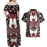 Canada Haida Couples Matching Off Shoulder Maxi Dress and Hawaiian Shirt Thunderbird Northwest Coast Indigenous - Wonder Print Shop