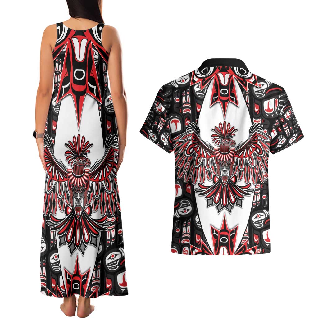 Canada Haida Couples Matching Tank Maxi Dress and Hawaiian Shirt Thunderbird Northwest Coast Indigenous - Wonder Print Shop