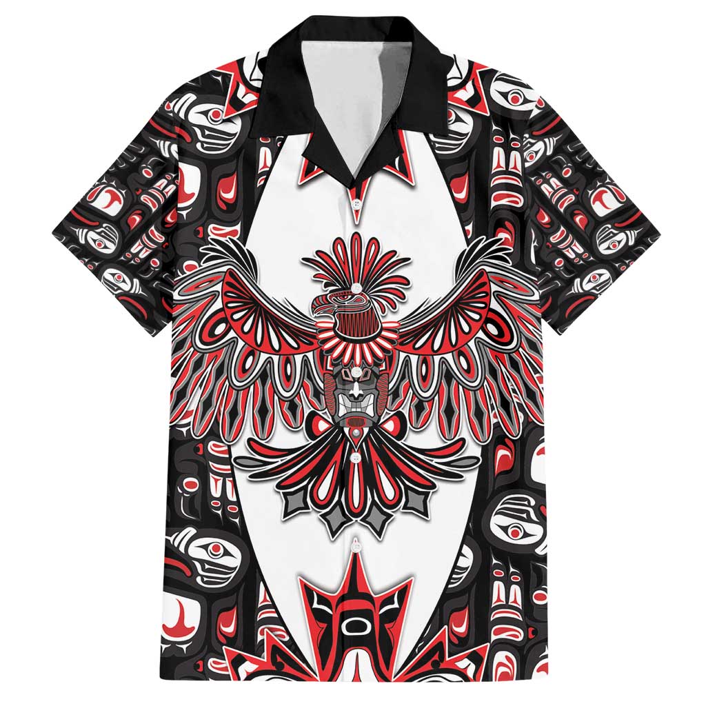 Canada Haida Family Matching Long Sleeve Bodycon Dress and Hawaiian Shirt Thunderbird Northwest Coast Indigenous - Wonder Print Shop