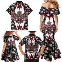 Canada Haida Family Matching Mermaid Dress and Hawaiian Shirt Thunderbird Northwest Coast Indigenous - Wonder Print Shop
