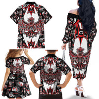 Canada Haida Family Matching Off The Shoulder Long Sleeve Dress and Hawaiian Shirt Thunderbird Northwest Coast Indigenous - Wonder Print Shop