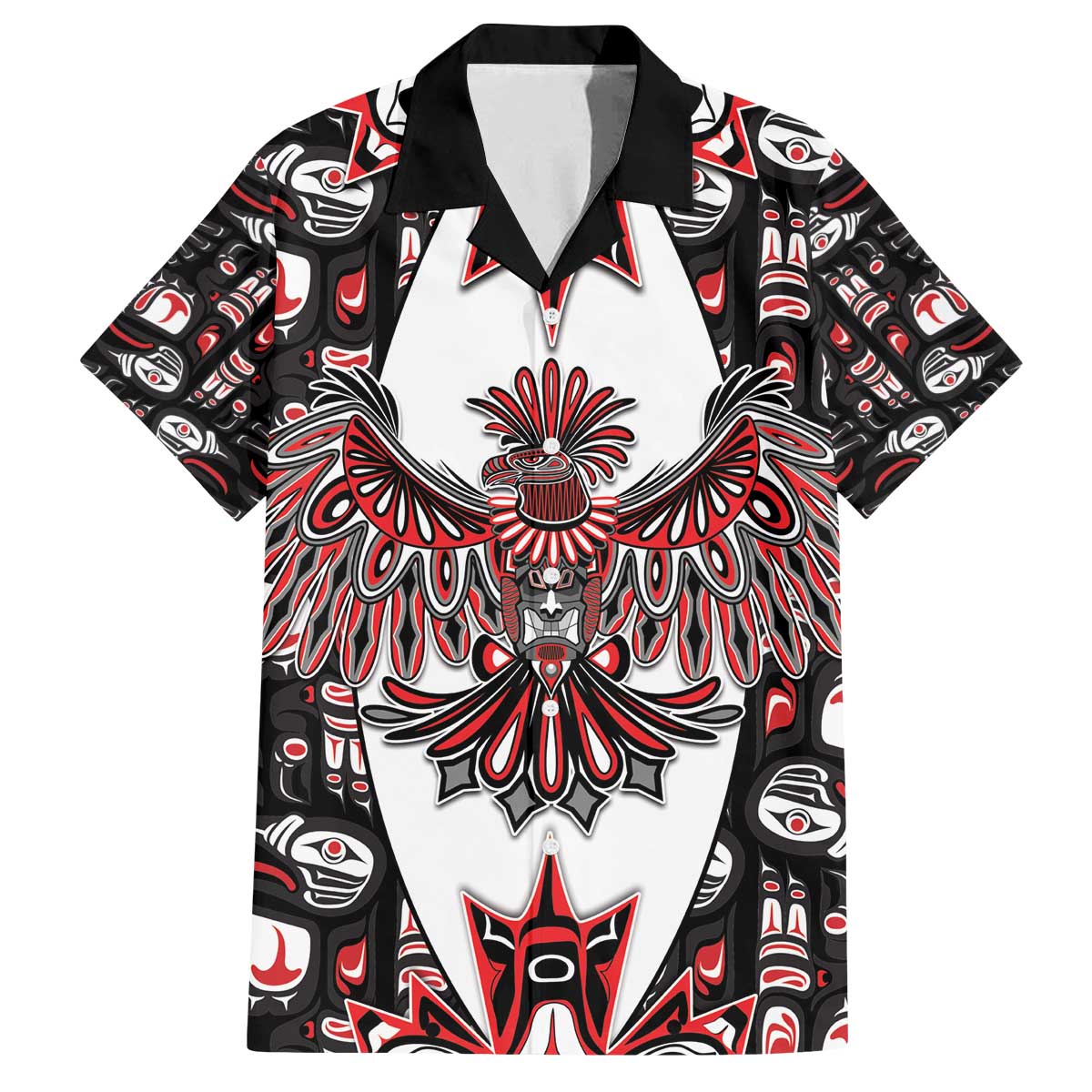 Canada Haida Family Matching Off The Shoulder Long Sleeve Dress and Hawaiian Shirt Thunderbird Northwest Coast Indigenous - Wonder Print Shop
