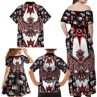 Canada Haida Family Matching Off Shoulder Maxi Dress and Hawaiian Shirt Thunderbird Northwest Coast Indigenous - Wonder Print Shop