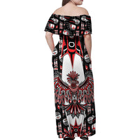 Canada Haida Family Matching Off Shoulder Maxi Dress and Hawaiian Shirt Thunderbird Northwest Coast Indigenous - Wonder Print Shop
