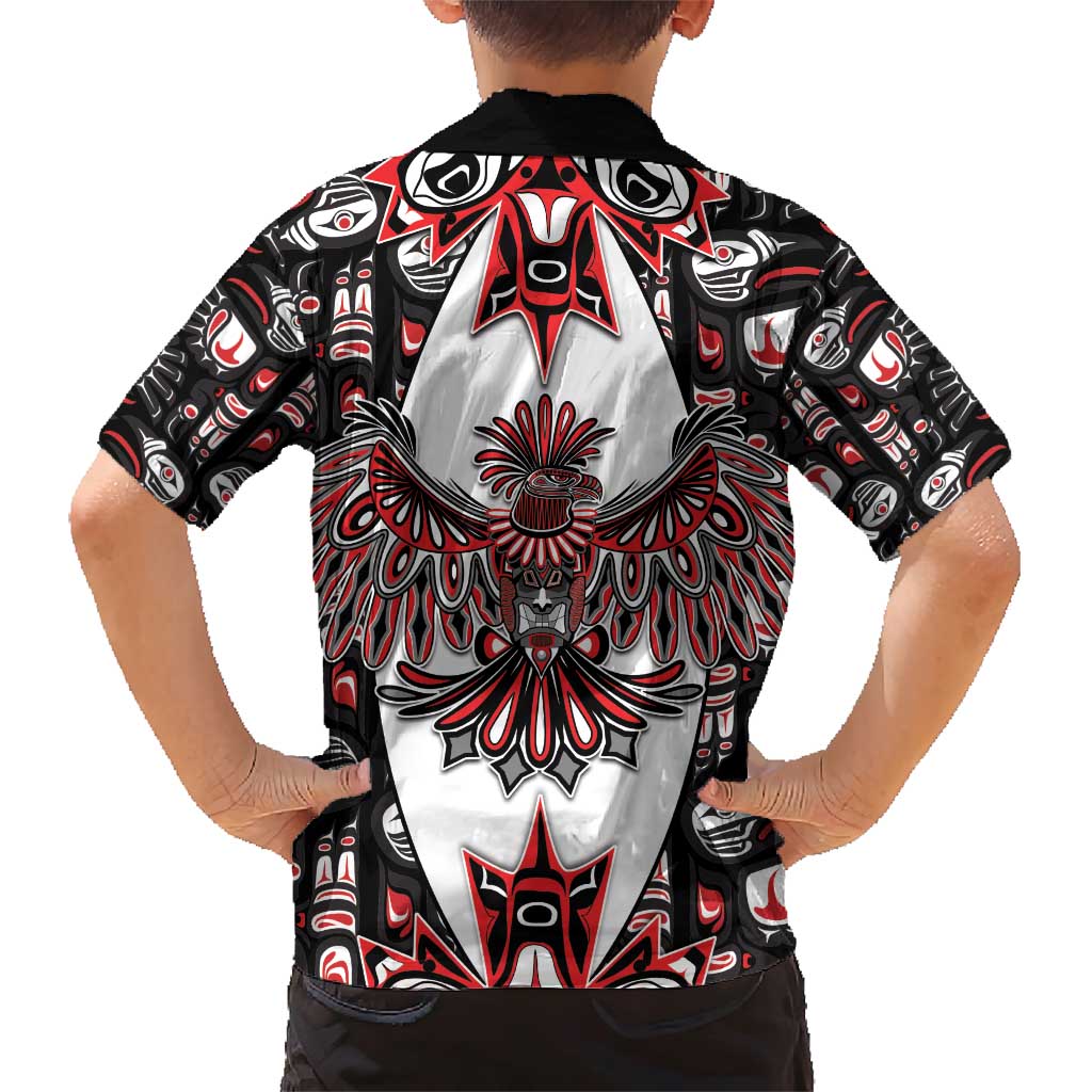 Canada Haida Family Matching Short Sleeve Bodycon Dress and Hawaiian Shirt Thunderbird Northwest Coast Indigenous - Wonder Print Shop