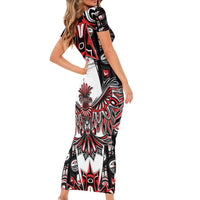 Canada Haida Family Matching Short Sleeve Bodycon Dress and Hawaiian Shirt Thunderbird Northwest Coast Indigenous - Wonder Print Shop