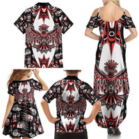 Canada Haida Family Matching Summer Maxi Dress and Hawaiian Shirt Thunderbird Northwest Coast Indigenous - Wonder Print Shop