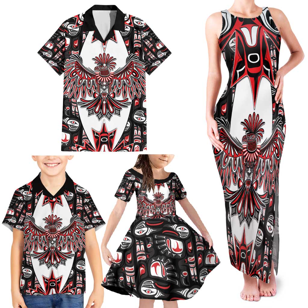 Canada Haida Family Matching Tank Maxi Dress and Hawaiian Shirt Thunderbird Northwest Coast Indigenous - Wonder Print Shop