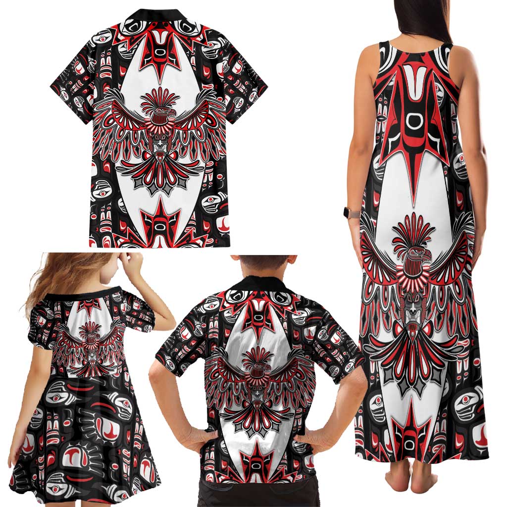Canada Haida Family Matching Tank Maxi Dress and Hawaiian Shirt Thunderbird Northwest Coast Indigenous - Wonder Print Shop