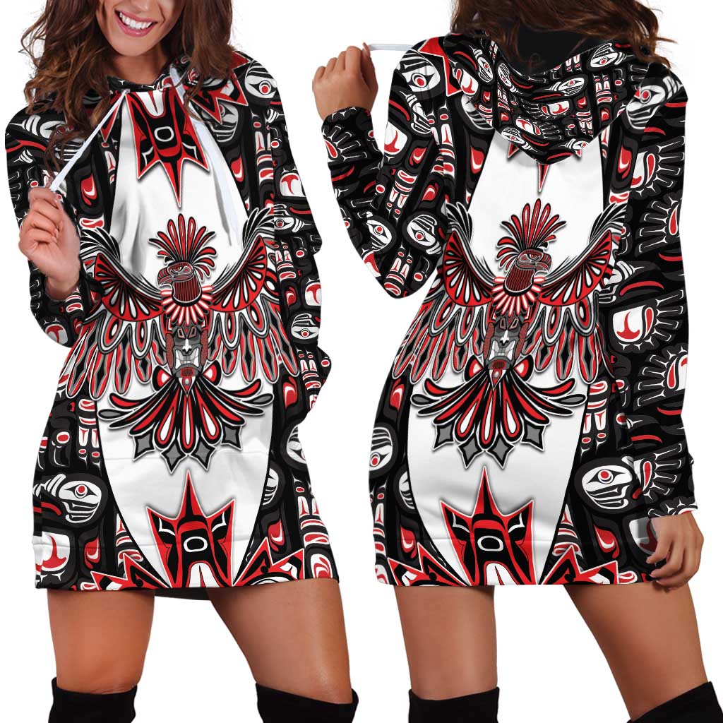 Canada Haida Hoodie Dress Thunderbird Northwest Coast Indigenous - Wonder Print Shop