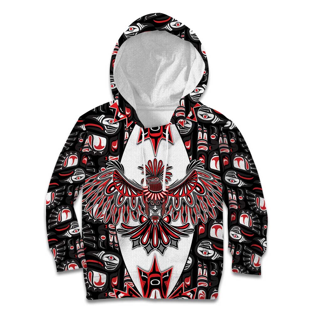 Canada Haida Kid Hoodie Thunderbird Northwest Coast Indigenous - Wonder Print Shop