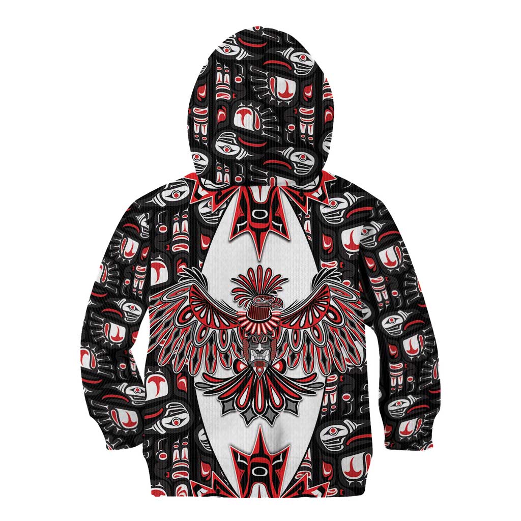 Canada Haida Kid Hoodie Thunderbird Northwest Coast Indigenous - Wonder Print Shop