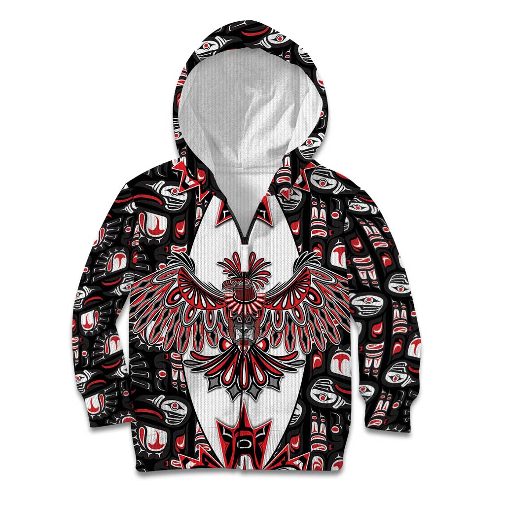 Canada Haida Kid Hoodie Thunderbird Northwest Coast Indigenous - Wonder Print Shop