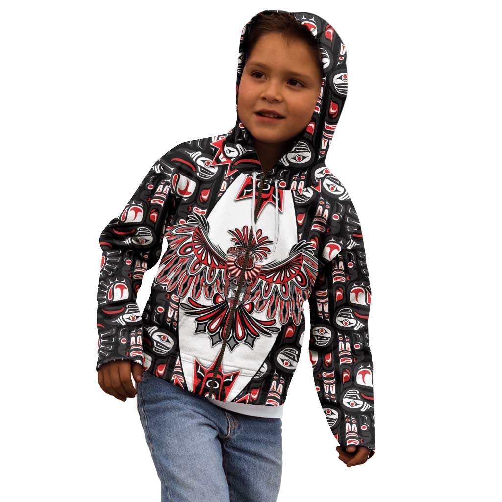 Canada Haida Kid Hoodie Thunderbird Northwest Coast Indigenous - Wonder Print Shop