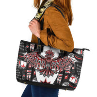 Canada Haida Leather Tote Bag Thunderbird Northwest Coast Indigenous - Wonder Print Shop