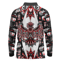 Canada Haida Long Sleeve Polo Shirt Thunderbird Northwest Coast Indigenous - Wonder Print Shop