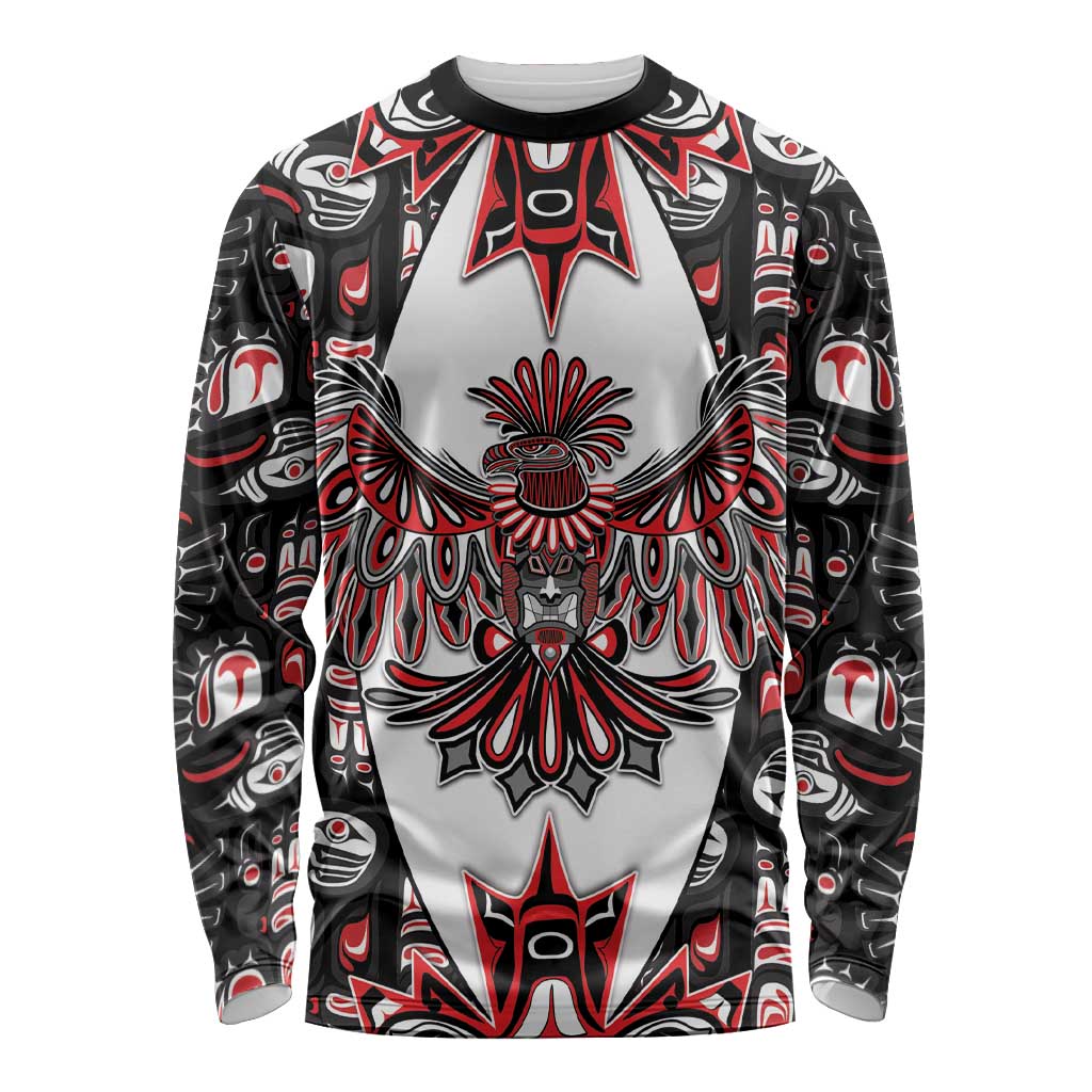 Canada Haida Long Sleeve Shirt Thunderbird Northwest Coast Indigenous - Wonder Print Shop