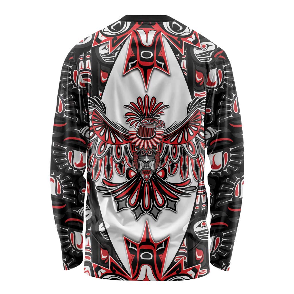 Canada Haida Long Sleeve Shirt Thunderbird Northwest Coast Indigenous - Wonder Print Shop